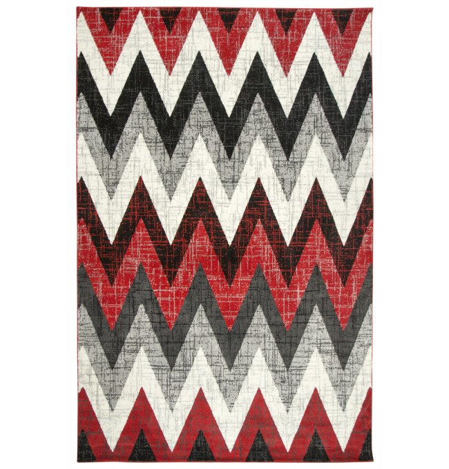 Koberec Sumatra D581A  červený / čierny / biely / sivý