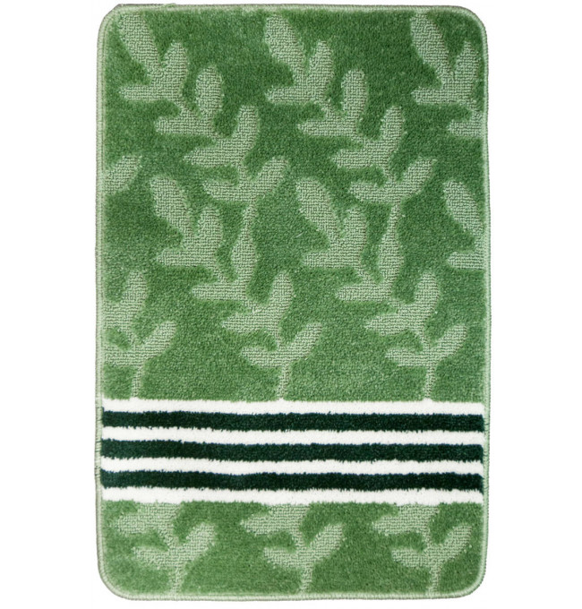 Sada koupelnových koberečků NATEL zelená, pruhy / listí