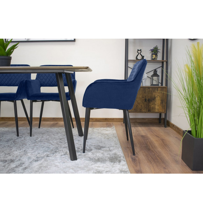 Jedálenská stolička AMALFI zamat modrá (čierne nohy)