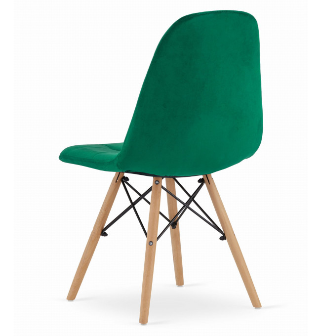 Set tří jídelních židlí DUMO - tmavě zelené (hnědé nohy) (3 ks)