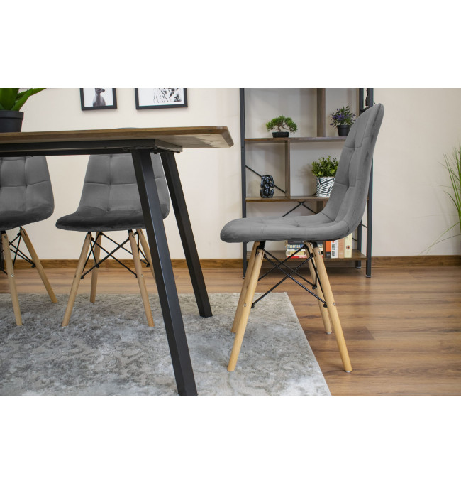 Set dvou jídelních židlí DUMO - tmavě šedé (hnědé nohy) 2ks