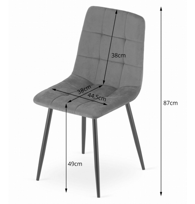 Jídelní židle KARA samet šedá (černé nohy)