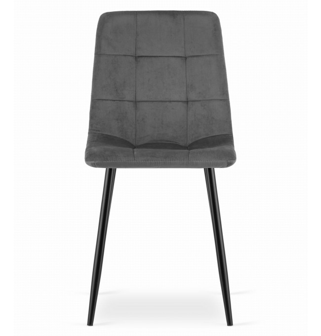Set dvou jídelních židlí KARA samet šedá (černé nohy)