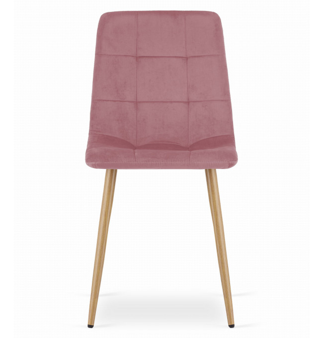 Set tří jídelních židlí KARA - růžová (hnědé nohy) 3ks