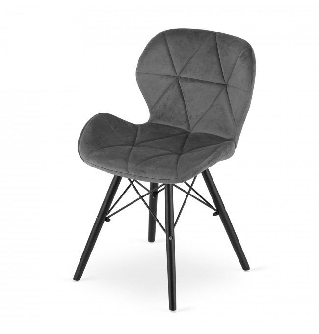 Set tří jídelních židlí LAGO samet šedé (černé nohy) (3ks)