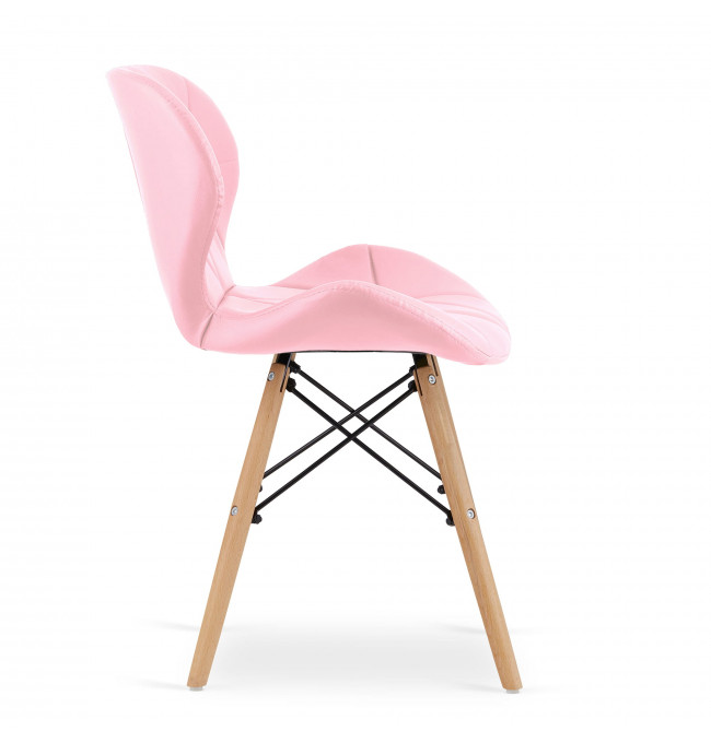 Set tří jídelních židlí LAGO ekokůže - růžová (hnědé nohy) 3ks