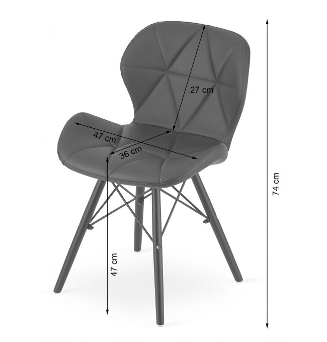 Set dvou jídelních židlí LAGO ekokůže šedé (černé nohy) 2ks