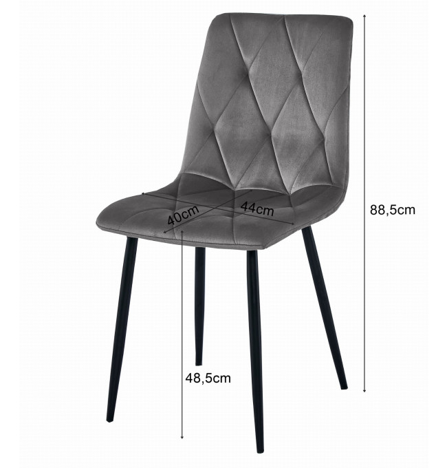 Set dvou jídelních židlí LIBRA sametové béžové (černé nohy) 2ks