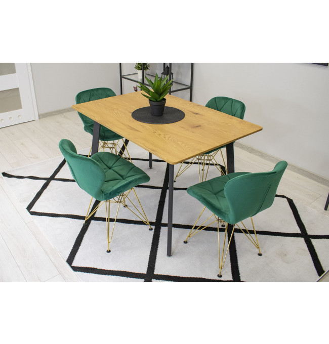 Set dvou jídelních židlí NEST samet zelené (zlaté nohy) 2ks