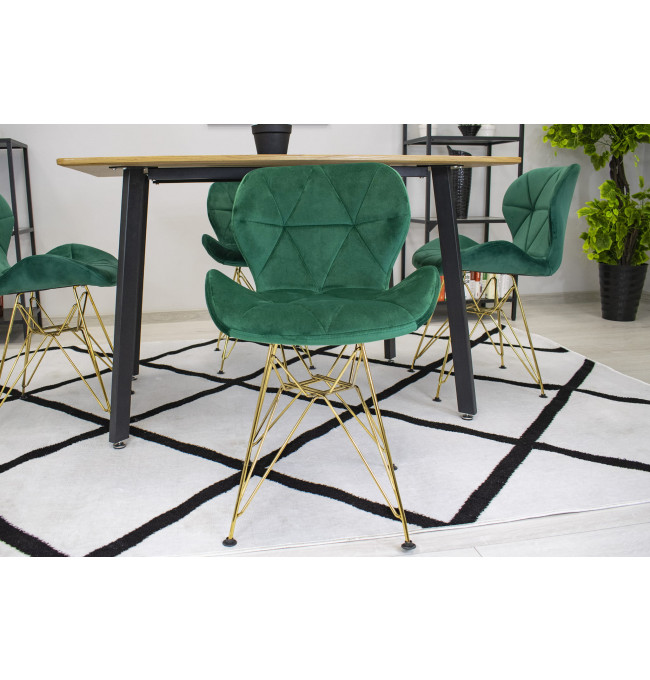 Set dvou jídelních židlí NEST samet zelené (zlaté nohy) 2ks