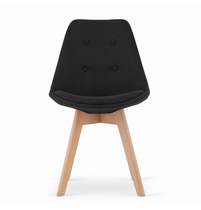 Set tří jídelních židlí NORI černé s knoflíky (hnědé nohy) (3ks)