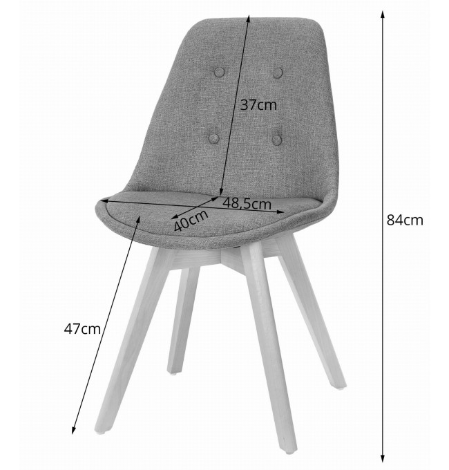 Set troch jedálenských stoličiek NORI čierne s gombíkmi (hnedé nohy) (3ks)