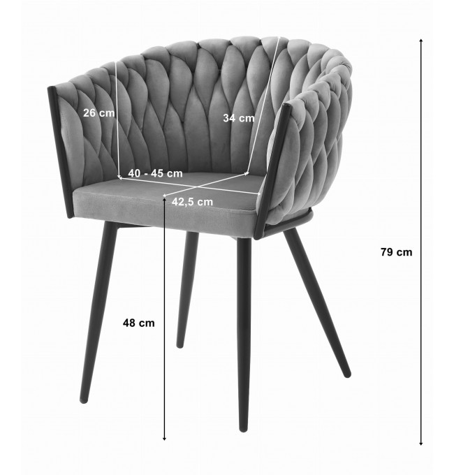 Set dvou jídelních židlí ORION sametové tmavě šedé (2ks)