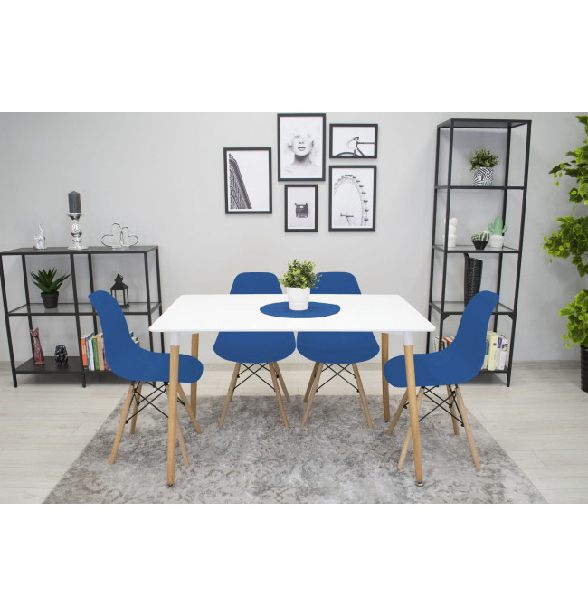 Set dvou jídelních židlí OSAKA modré (hnědé nohy) 2ks
