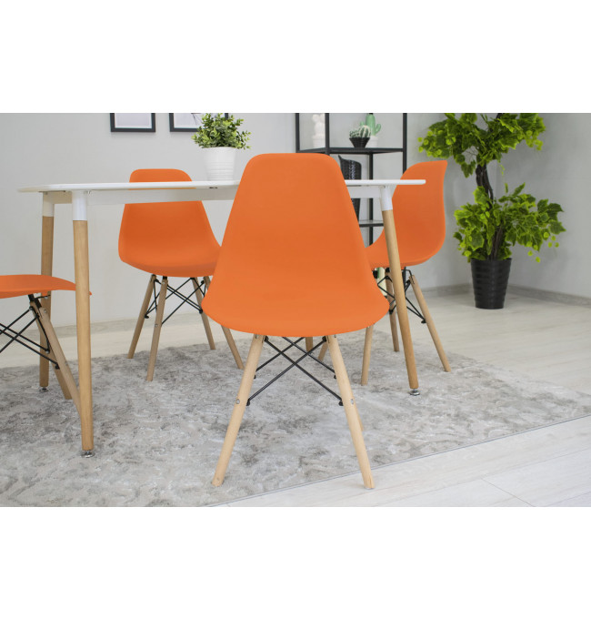 Set tří jídelních židlí OSAKA oranžové (hnědé nohy) (3ks)
