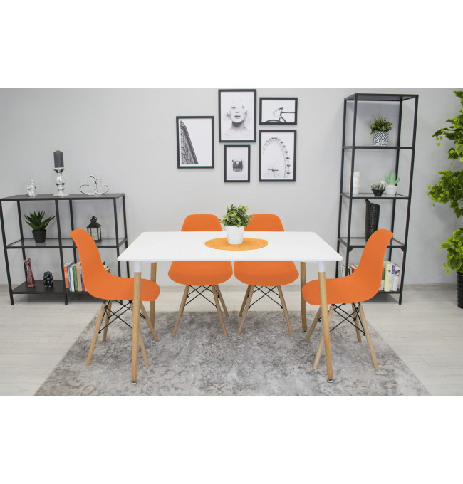 Set jídelních židlí OSAKA oranžové (hnědé nohy) 4ks