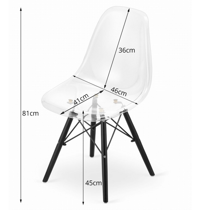 Jídelní židle OSAKA průhledná (černé nohy)