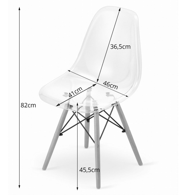 Set tří jídelní židlí OSAKA průhledné (hnědé nohy) (3ks)