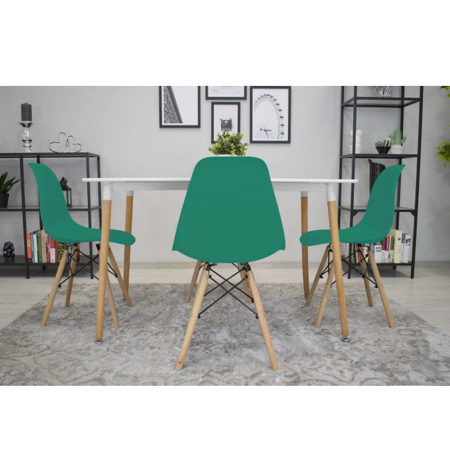 Jídelní židle OSAKA zelená (hnědé nohy)