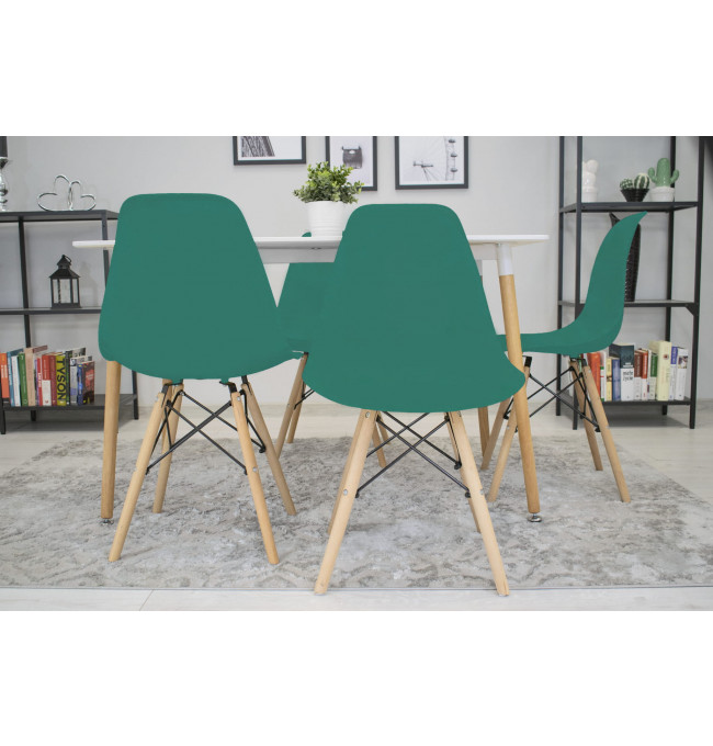 Set troch jedálenských stoličiek OSAKA zelené (hnedé nohy) 3ks