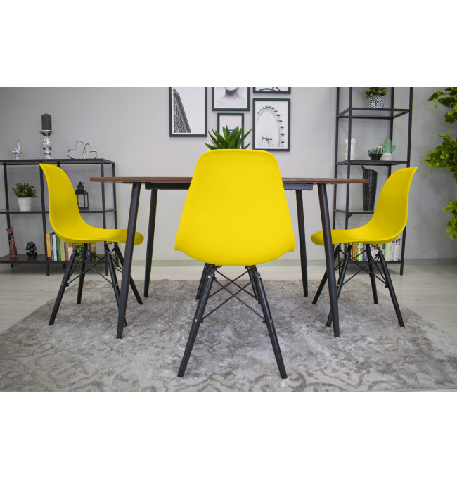 Set troch jedálenských stoličiek OSAKA žlté (čierne nohy) (3ks)
