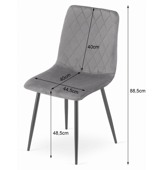 Set dvou jídelních židlí TURIN - šedé (černé nohy) 2ks