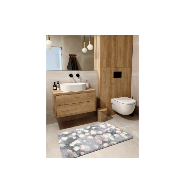 Koupelnový kobereček DOTS tečky, protiskluzový, měkký - šedý
