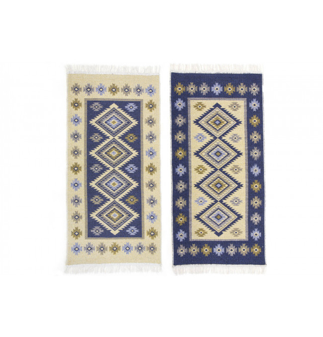 Oboustranný koberec / běhoun Kilim Romby modrý