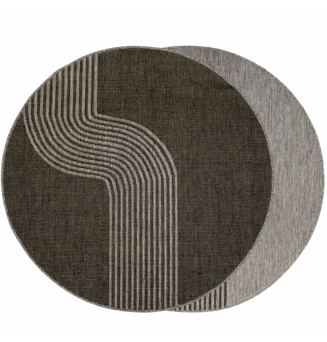 Šnúrkový obojstranný koberec Brussels 205631/11020 sivý / grafitový kruh 