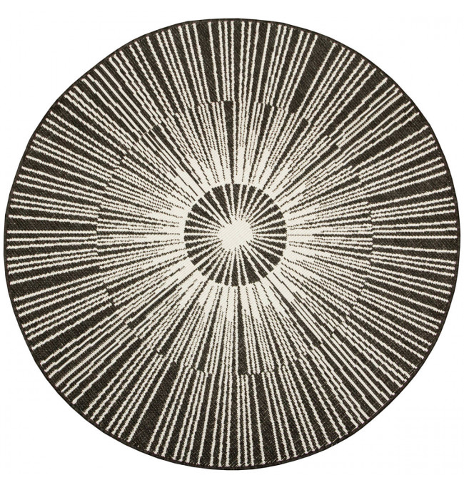 Šňůrkový oboustranný koberec Brussels 205634/10110 antrcitový / krémový kruh