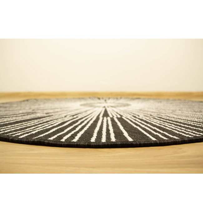 Šňůrkový oboustranný koberec Brussels 205634/10110 antrcitový / krémový kruh