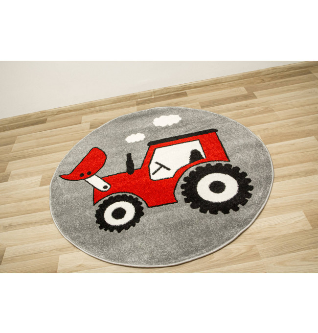 Koberec Lima G753A traktor, červený / sivý kruh