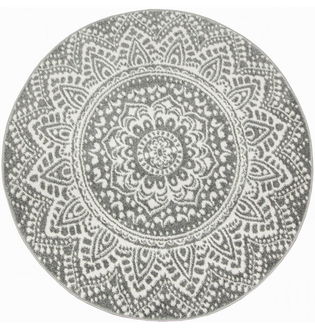 Koberec Lima G757A mandala, krémový / šedý kruh