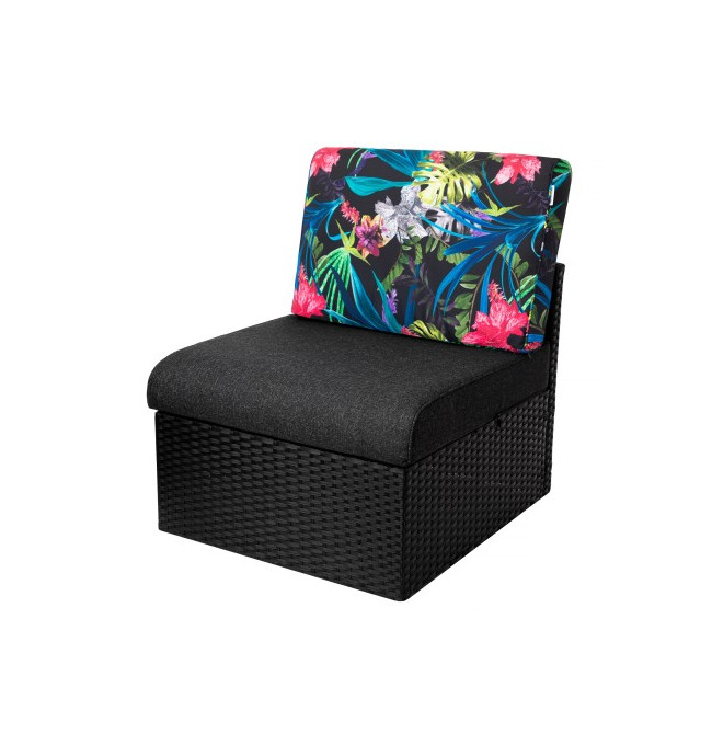 Polštář na ratanovou židli NEL R3 černý/barevné listí