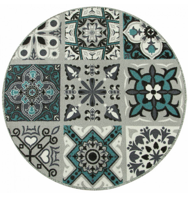 Protišmykový koberec Patchwork tyrkysový