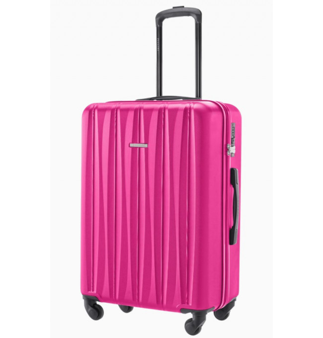 Střední růžový kufr Bali s drážkami