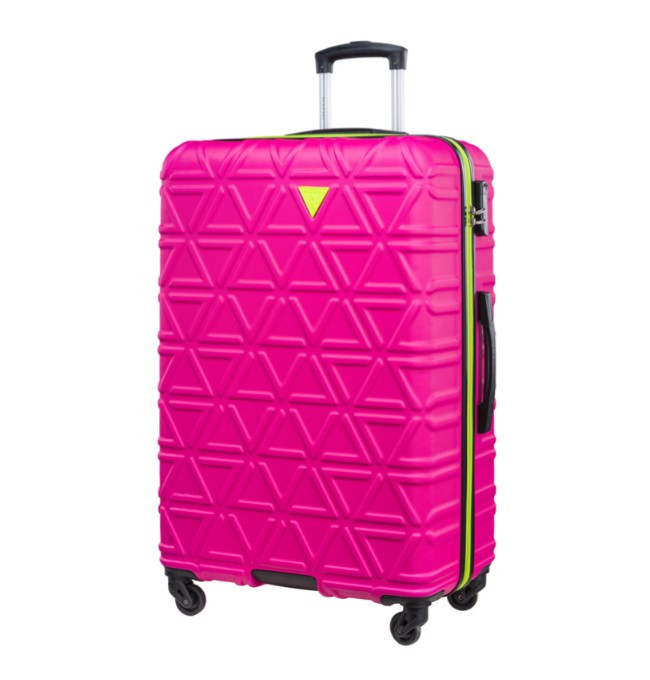 Velký růžový kufr California s kontrastním povrchem