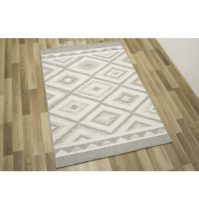 Šnúrkový koberec Berg 28364/34 Aztec Romby - sivý / krém