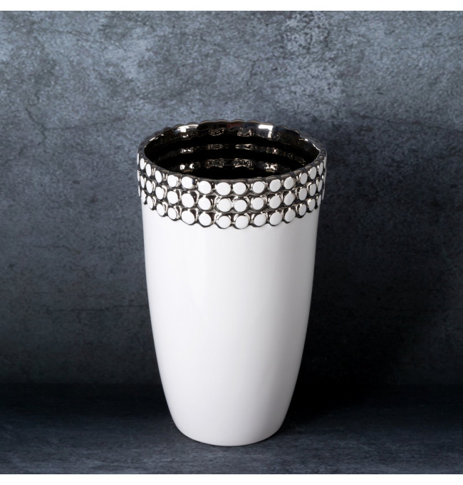 Váza ELORA 01 bílá / stříbrná