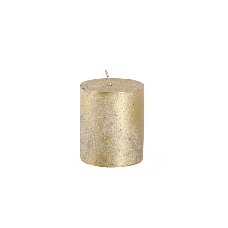 Vianočná sviečka valec perlová zlatá 6,5x7 cm