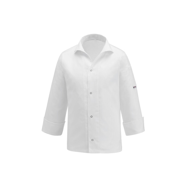 Kuchársky rondon EGOchef VIP s košeľovým strihom UNISEX - biely - 100% bavlna - dlhý rukáv 