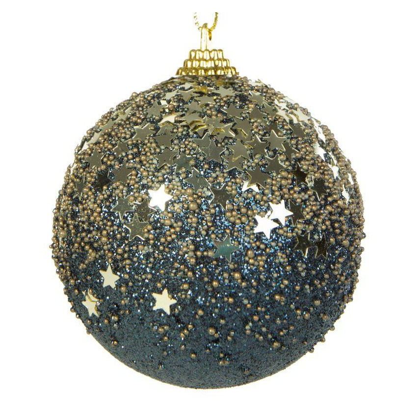 EUROFIRANY Ozdoba vianočná guľa granátová s hviezdičkami 10cm