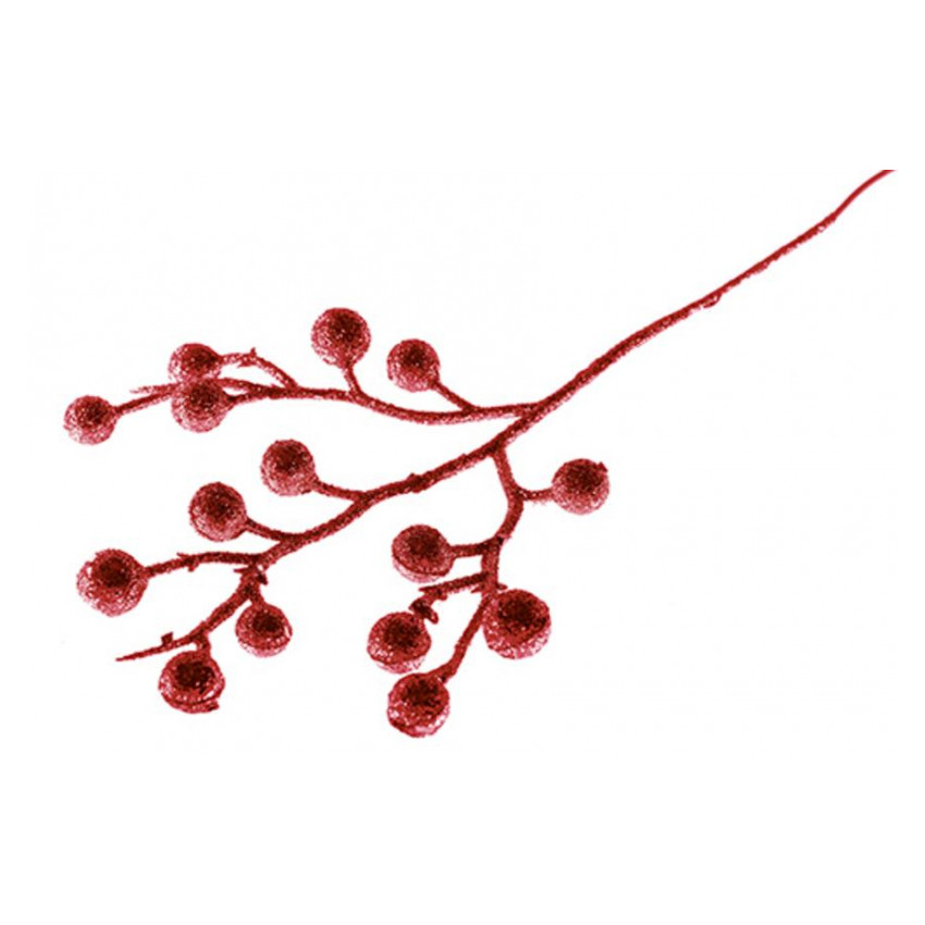 MagicHome Vianočná vetvička GliBerries 28 cm červená