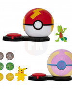 Pokémon Surprise Attack Game Pikachu (female) with Fast Ball vs. Treecko with Heal Ball