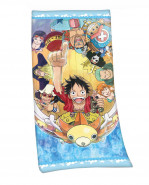 One Piece Velour Towel Straw Hat Pirates 75 x 150 cm