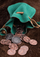 Semišový kožený mešec na mince, zelený