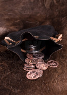 Semišový kožený mešec na mince, čierny