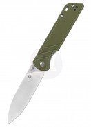 QSP Knife Parrot, Satin D2 Blade, Green G10 Handle QS102-B