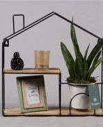 Aranžmán - rastlína v kvetináči, foto rámik a sviečka v domčeku a 36x40 cm