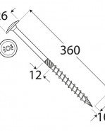DOMAX Tesárska skrutka s tanierovou hlavou 10x360 mm 25 ks/bal